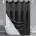 Black Long Shower Curtain with Liner - 230GSM Waffle Textured Heavy Duty Shower Curtains for Bathroom,71W x 86H
