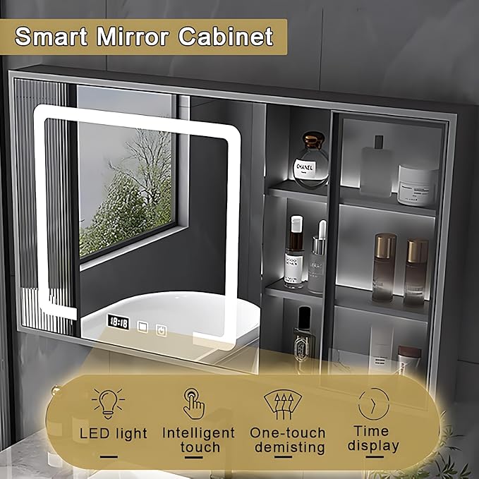 Modern Bathroom Vanity - Wall-Mounted Bathroom Storage & Bathroom Vanities with Sink, Wall Mounted, Defogging & Led Lighting | Bathroom Cabinets Slim