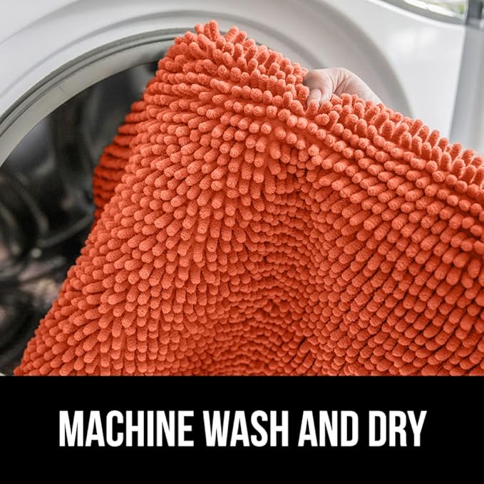 GORILLA GRIP Bath Rug Mat 44x26, Thick Soft Absorbent Chenille, Quick Dry Microfiber Mats, Rubber Backing Washable Shower Floor Rugs, Bathmat Runner, US Designed Bathroom Home Decor Accessories Coral