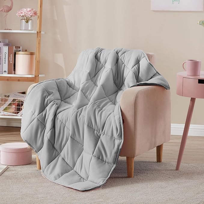 Weighted Blanket Kids (36"x48" 5lbs),Ultra Soft and Cozy Cooling Weighted Blanket Kids,Heavy Blanket with Machine Washable Soft Blanket, Stone Grey