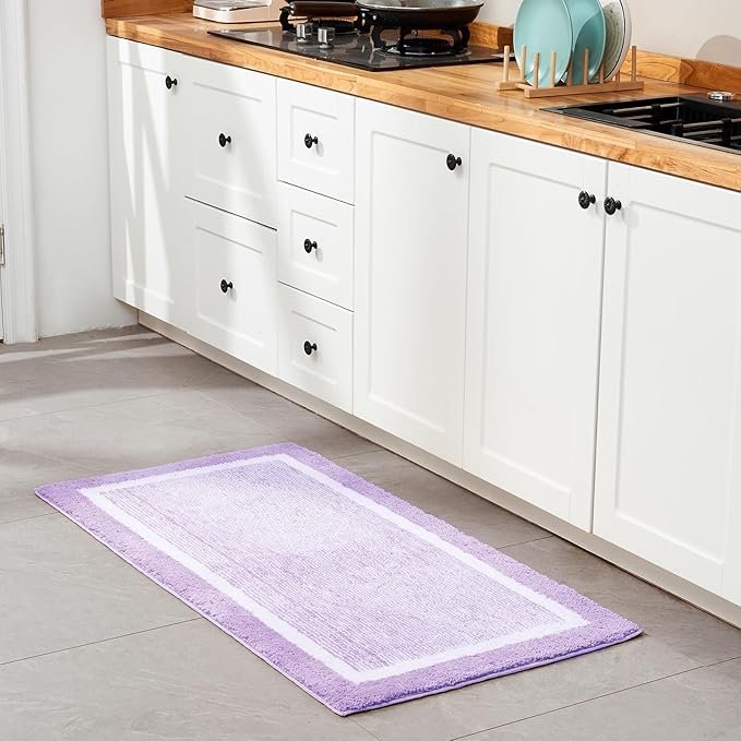 CozeCube Bath mats for Bathroom Non Slip, Fluffy Absorbent Microfiber Bath mat Washable, Aesthetic Bathroom Rugs, Cute Purple Bath mat, Lavender, 32" x 20"