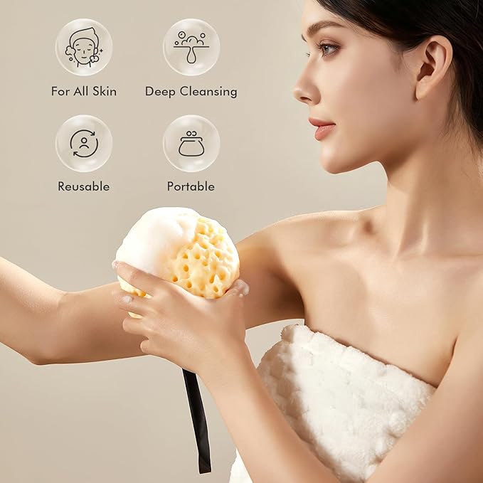 CHOSIN Shower Sponge for Body: 3D Honeycomb Exfoliating Bath Sponge for Sensitive Skin - Face & Body Scrubber for Travel Daily Use(1 Pack)
