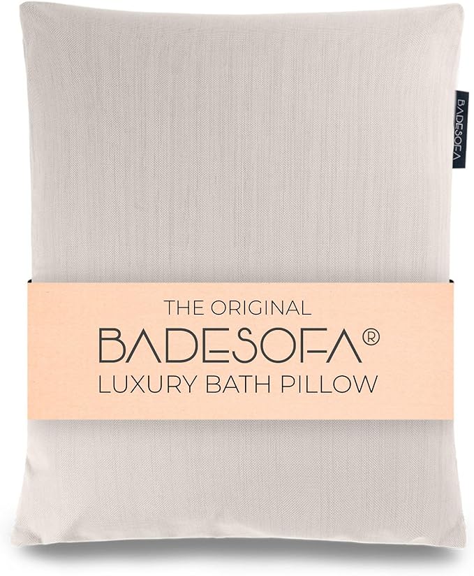 BADESOFA® Luxury Bath Pillow S - Ultra Comfortable & Quick-Drying Bath Back Pillow - Washable Full Body Bath Pillow for Bathtub - Therapeutic Head and Neck Support - Luxury Spa Cushion in Ivory Pearl