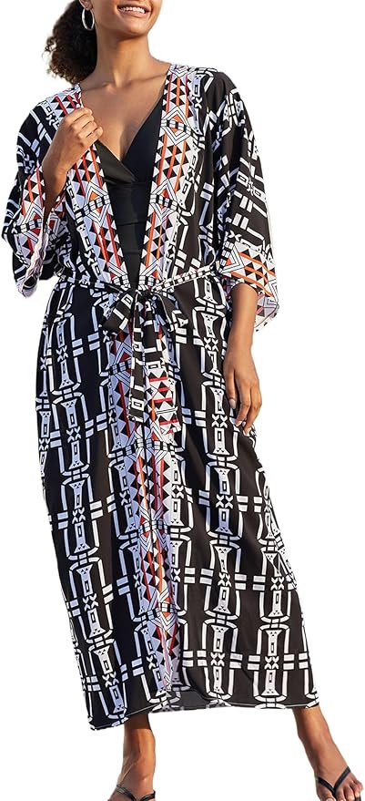 Women Casual Open Front Lightweight Cardigan Long Beach Kimono Cover Up