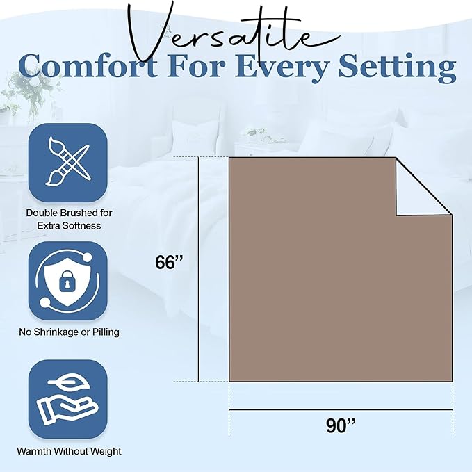 Thermee Micro Flannel Twin Size Blankets, Lightweight All Seasons Cozy Blanket, Throw Blankets for Home and Living Room, Comfy & Soft Blanket for Couch, Machine Wash, No Pilling - Acorn