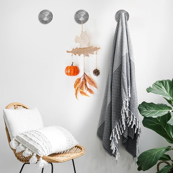 2 Pack Suction Cup Hooks for Shower, Suction Cup Towel Hooks for Bathrooms, Adhesive Wall Hook, SUS304 Waterproof Stainless Steel Hooks for Bathroom, Bedroom, Kitchen, Hotel and Office