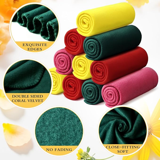 24 Packs Fleece Throw Blanket Soft Warm Lightweight Fleece Blanket Cozy Throw Bulk for Bed Couch Sofa Home Office Wedding Gifts Suitable for Seasons, 50 x 60 Inches(Multi Color)