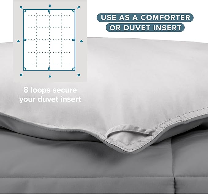 Bare Home Queen Comforter - Reversible Colors - Goose Down Alternative - Ultra-Soft - Premium 1800 Series - All Season Warmth - Bedding Comforter (Queen, Grey/Light Grey)