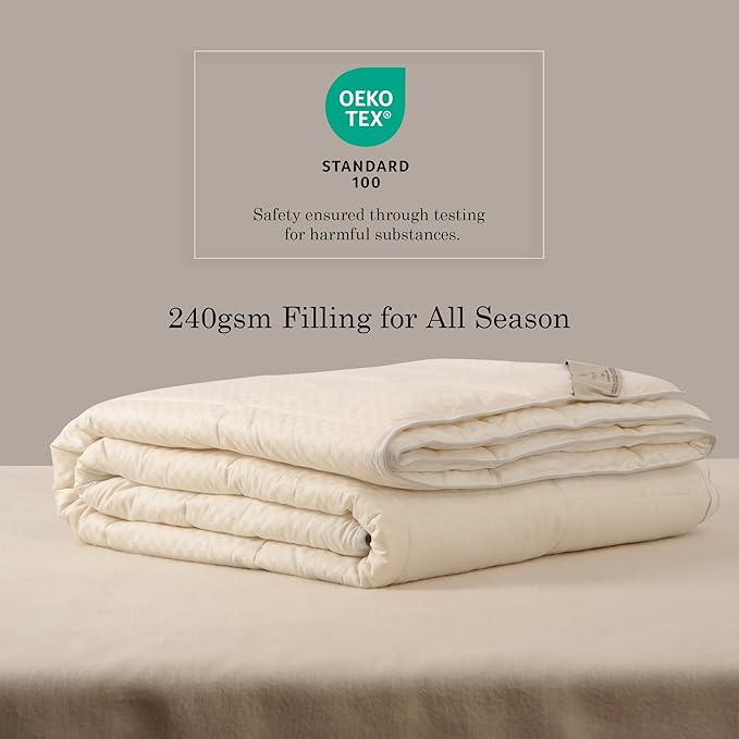 CUDDLE DREAMS Wool Comforter Duvet Insert, 100% Australian Wool Filling with Soft Noiseless Cotton Shell, Natural Warmth (Midweight for All Season, Twin)