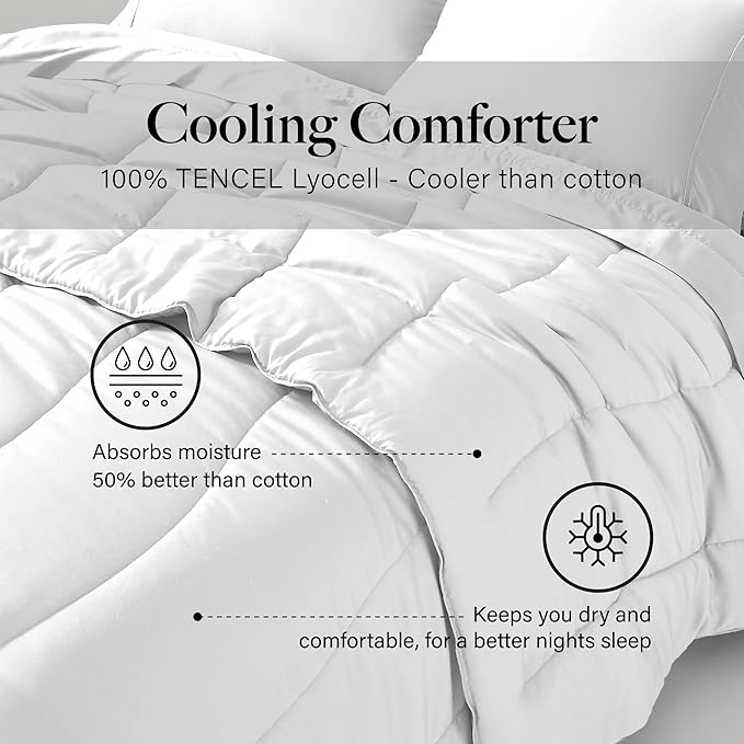 Modern Threads Tencel Lyocell Luxury Ultra Soft Down Alternative Comforter, White, King