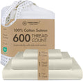 Threadmill Sheets for Twin XL Mattress | 600 Thread Count Twin XL Bed Sheets Set with 15” Deep Pocket | Sateen Weave 3-Piece Bedding Set with Cooling Effect | Taupe
