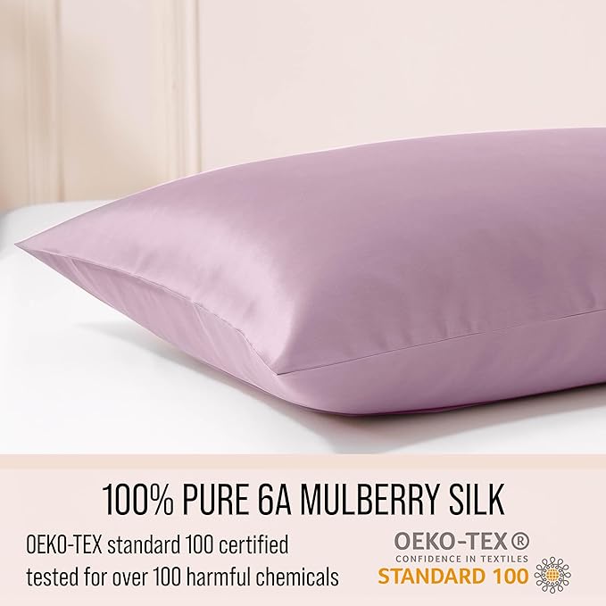 Bella Coterie Luxury Silk Pillowcase for Hair and Skin | 30 Momme | 100% Pure 6A Mulberry Silk | Super Soft | Perfectly Plush [Standard, Lilac]