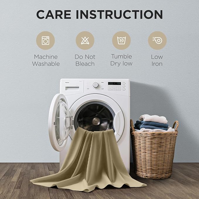 Joydeco Blackout Curtains 108 Inch Length 2 Panels Set, Thermal Insulated Long Curtains& Drapes 2 Burg, Room Darkening Grommet Drapes for Living Room Bedroom Window (W52 x L108 Inch, Beige)