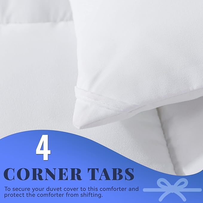 Cosybay Down Alternative Comforter (White, Cal-King) - All Season Soft Quilted California King Size Bed Comforter - Duvet Insert with Corner Tabs - Winter Summer Warm, 104x96 inches