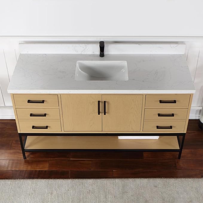 Wildy 60" Single Bathroom Vanity Set in Black Oak Without Mirror