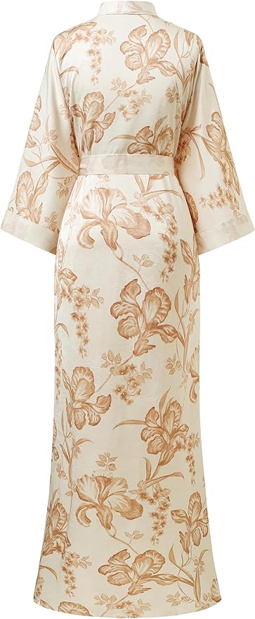 PRODESIGN Kimono Robe for Women - Long Satin Sleepwear Silky Kimono Cover-Up Nightgown Japanese Bathrobe Loungewear Blouse
