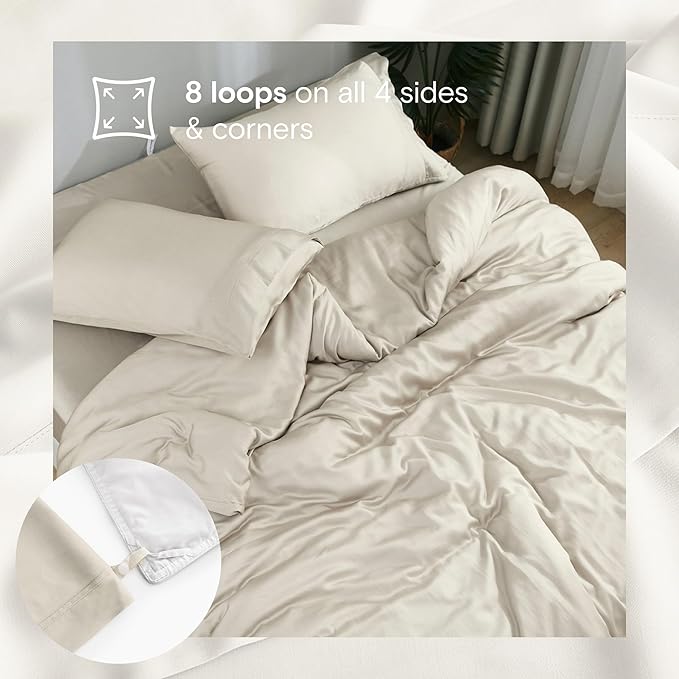 DOZ Duvet Cover Set, 100% Viscose derived from Bamboo, Organically Grown, Buttery Soft, Cooling Duvet Covers, High GSM, 1 Duvet Cover and 2 Pillowcases, 106"x90" (Sand, King/Cal King)