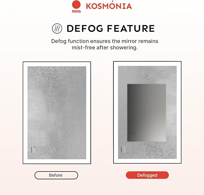 32x40'' LED Bathroom Mirror w/Light, Aluminum Frame, Dimmable Front & Backlit, Anti-Fog, Distortion Free, Light Memory, Tempered & Shatter-Proof Wall Mounted Vanity Silver Coating Mirror