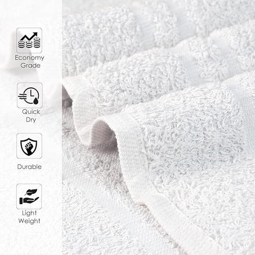 24 Pack White Hand Towels 100% Cotton Spa Towel – 16x27 inches Highly Absorbable Facial Towels Gym, Hair, Face, Bulk Small Towels (Not Bleach Proof)