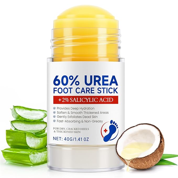 60% Urea Cream Stick with 2% Salicylic Acid - Maximum Strength Urea Foot Care Stick, Foot Cream, Foot Balm for Dry Cracked Heels, Callus Treatment, Moisturizer for Hands, Elbows & Knees - 1.4OZ