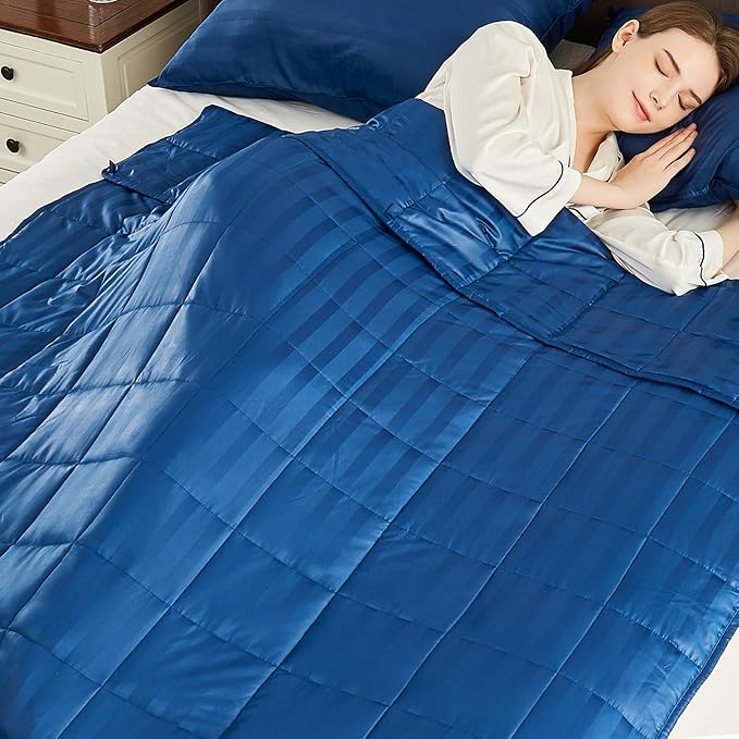 Weighted Blanket Queen/King Size (80"x87" 22lbs),Ultra Soft and Cozy Cooling Weighted Blanket for Adult,Heavy Blanket with Machine Washable Soft Blanket, Navy Blue