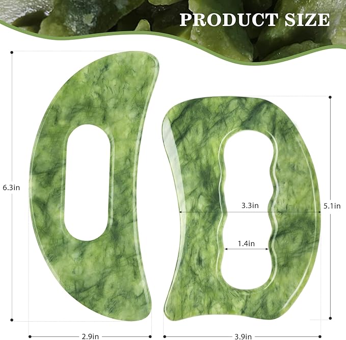 Jade Stone Large gua sha Massage Tool, Gua Sha Body Tool with Hand Grip, Muscle Scraper Tools Set,Scraping Massage Tools for Physical Therapy,Derma Edge & GuaSha Massage Scraper Tool