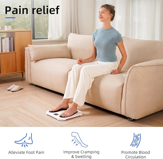 Transcutaneous Electrical Nerve Stimulator, Foot Massager, TENS & EMS for Pain Relief, 10 Modes and 20 Levels with Remote Control, Neuropathy, Relieve Swelling, Cramps, Plantar Fasciitis