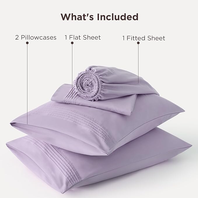 Bedsure Deep Pocket Full Size Bed Sheets Set - Fits Mattresses Up to 21 Inches Thick - 4 Piece GentleSoft Bed Sheets, Moisture Wicking, Cooling Bedsheet & Pillowcases, Easy & Secure Fit, Light Purple