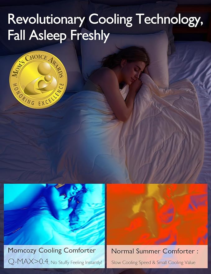 Momcozy Life CoolMurm Cooling Comforter for Hot Sleepers, King/Cali King 106"x90" Soft Breathable Pregnancy Cooling Blanket, 3-Second Cooling, 8 Hours+ Stay Cool All Night, Beige Yellow