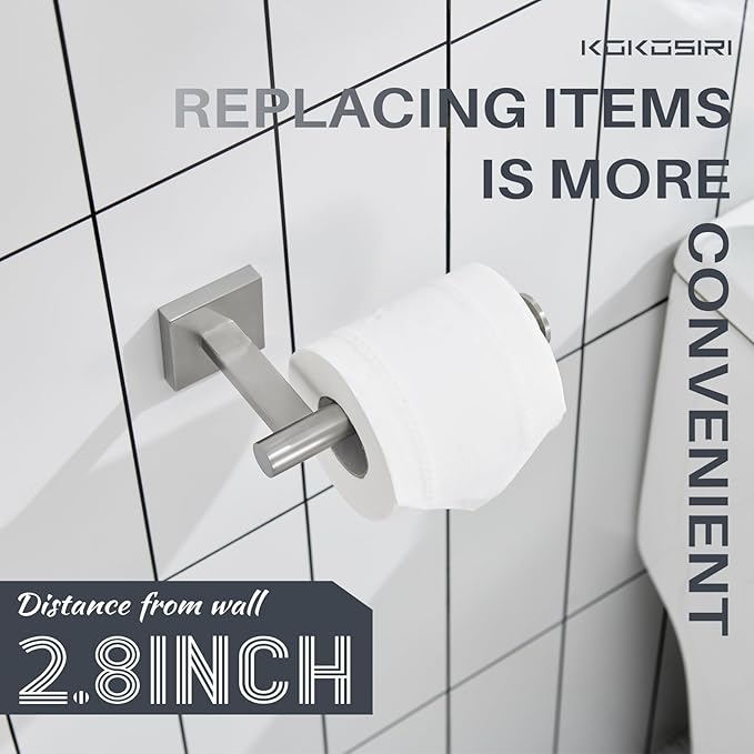 KOKOSIRI Toilet Paper Holder Tissue Paper Dispenser for Bathroom Toilet Roll Holder Wall Mounted, Brushed Nickel Stainless Steel 2 Pack, B2008BR-P2