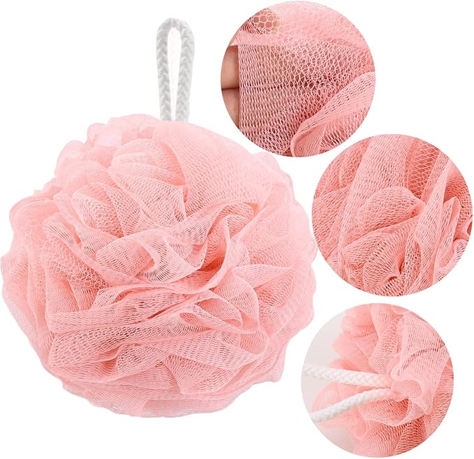 BTYMS 4 Pieces Shower Loofahs Large Bath Sponge 75g Mesh Pouf Wash Puff Shower Poof Body Loofas for Bathing