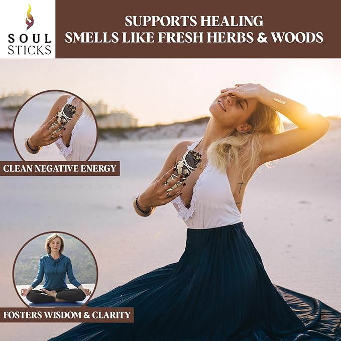 Soul Sticks Black Sage Smudge Stick 1 Pack - 9 Inch | Floral Sage House Blessing | Cleanses House & Negative Energy
