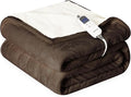 Heat Blanket 62”x84” Twin Size,Soft Flannel & Sherpa Reversible Electric Blanket with 10 Heat Settings,12 Timer Setting and 8 Hours Auto-Shut Off,ETL Certified Machine Washable,Dark Brown