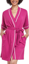 COLORFULLEAF Womens Bamboo Short Robes Lightweight Kimono Cotton Robe Soft Knit Bathrobe Ladies Loungewear with Pockets