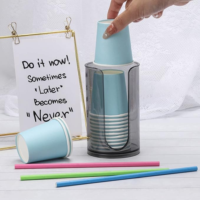 LoveBB Small Paper Cup Dispenser - Disposable Cup Storage Holder for Bathroom Vanity Countertop's Rinsing/Mouthwash Cups, Black