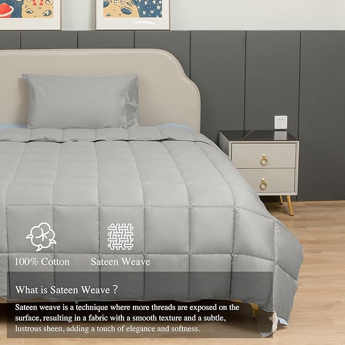 sunflower Comforter Twin Duvet Insert Twin XL Comforter Down Alternative Filling 100% Cotton Shell All Season for Dorm Warm Breathable Noiseless Silver Gray Machine Washable with Corner Taps