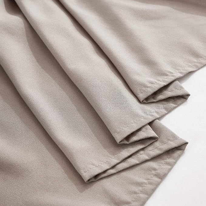 MEILA Wrap Around Bed Skirt Three Fabric Sides Elastic Dust Ruffled 14 Inch Tailored Drop,Easy to Install Fade Resistant-Taupe, Queen/King