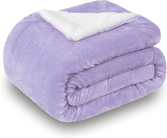 SOCHOW Sherpa Fleece Throw Blanket, Double-Sided Super Soft Luxurious Plush Blanket Twin Size 60 inchx80 inch Size, Lilac