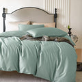 PURE ERA Duvet Cover Set 800 Thread Count Long Staple Cotton Sateen Silky Soft Luxurious Smooth 3 Piece Set Sage Green Cal King