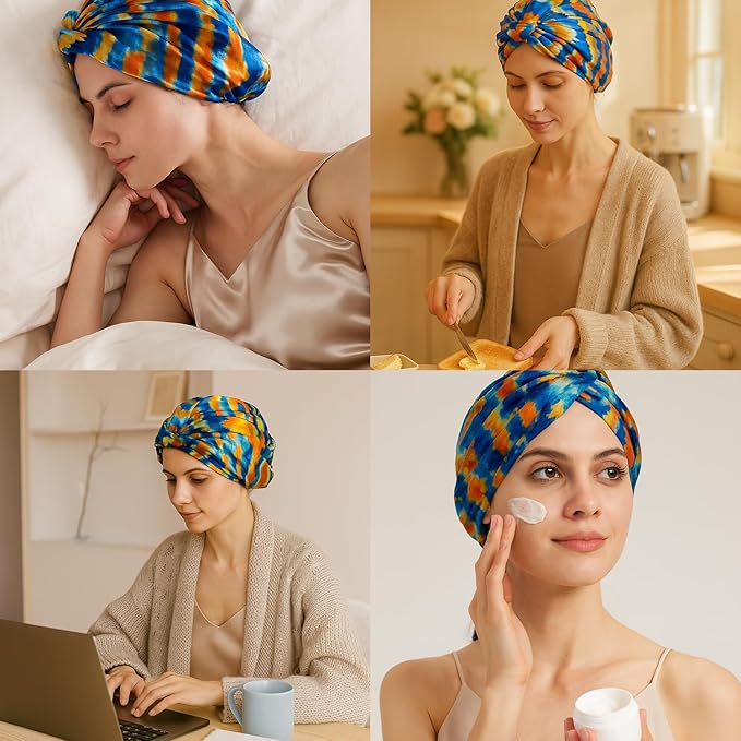 100% Mulberry Silk Bonnet, Double-Layered Hair Bonnet for Sleeping Women, Pure Silk Turban, Night Sleep Hair Wrap