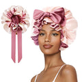 Bonnet for Sleeping, Satin Silk Hair Shower Cap Women 2025 Tie Band Adjustable Straps Head Wrap for Curly Hair Pink F