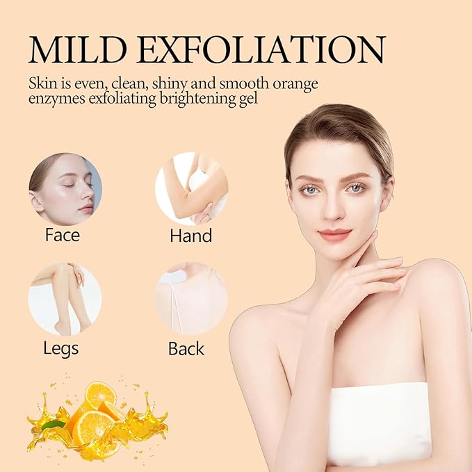 Veronia Orange Enzyme Exfoliating Gel, Moisturizer Face Body Scrub Gel, Deep Clean Pores, Remove Blackheads & Moisturize Skin, All Types Skin (1pcs)