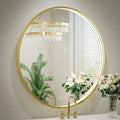 36" Round LED Bathroom Mirror, Dimmable Anti-Fog Vanity Mirror with Touch Control, 6000K Natural Light, Gold Metal Frame, Wall Mounted for Makeup Shaving (IP54, 90+ CRI)