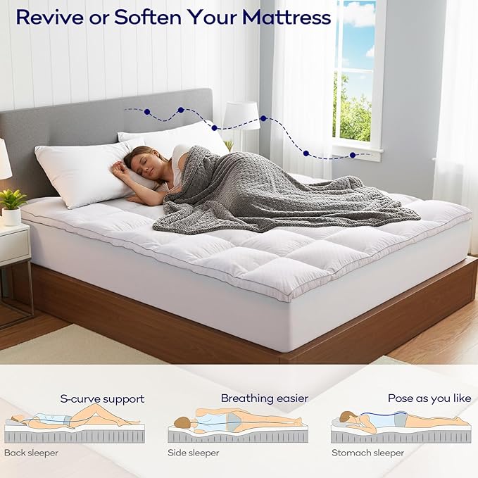 OLANLY Dual-Layer 4 Inch Twin Size Memory Foam Mattress Topper for Back Pain, 2 Inch Cooling Pillow Top Mattress Pad Cover and 2 Inch Gel Memory Foam Topper, Deep Elastic Pocket, White