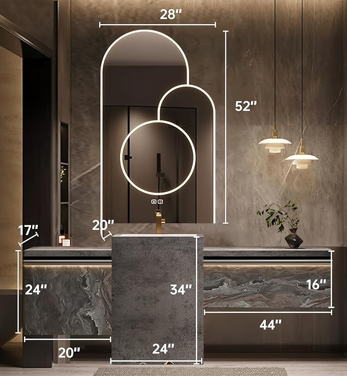 Single Sink Freestanding Bath Vanity, Modern Bath Vanity with LED Smart Mirror, 88IN Solid Wood Floating Bathroom Sink Cabinet with Marble Slate Top and Large Storage Drawer