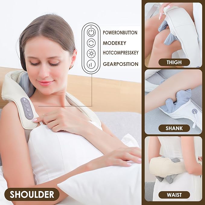 Therapexa Neck & Shoulder Massager, Back Massager for Pain Relief Deep Tissue,Massager for Neck and Shoulder Pain,Back Massager with Heat. (Gray)