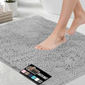 GORILLA GRIP Bath Rug Mat 36x24, Soft Absorbent Chenille, Quick Dry Microfiber Mats, Rubber Backing Washable Shower Floor Rugs, Bathmat Runner, US Designed Bathroom Home Decor Accessories Light Gray