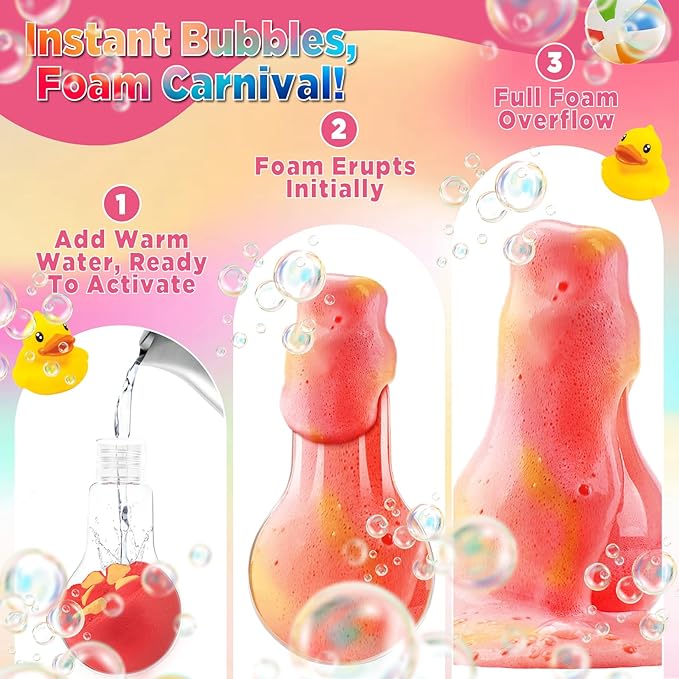 Bath Potion for Kids - 8 Pack Skin Friendly Foam Bath Toys, Colorful Foams & Bubbles Fragrance Color Potions for Kids, Best Presents, Fun & Educational - 60g/Bottle