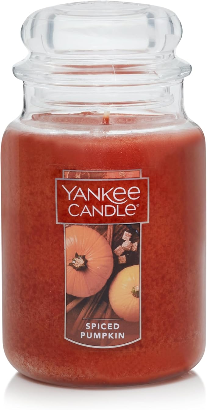 Yankee Candle Spiced Pumpkin Scented, Classic 22oz Large Jar Single Wick, Over 110 Hours of Burn Time, Perfect Accent for Fall Decor & Gifting