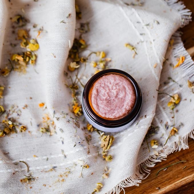 Emulsified Face Sugar Scrub, Organic squalane oil/Castor oil: infused Chamomile, Kokum Butter, Purple Clay, Colloidal Oatmeal, Manuka Honey-Gentle exfoliant: Dry/Sensitive/Acne-Prone (NURTURE)